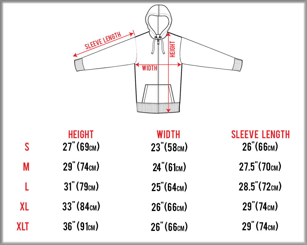 Soft Shell Jacket Size Chart